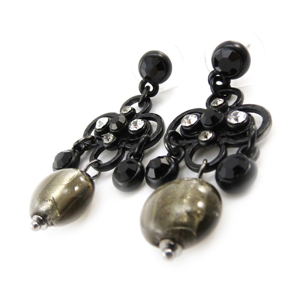 Les Trésors De Lily [J0471] - 'Mélusine' Black Grey Designer Earrings