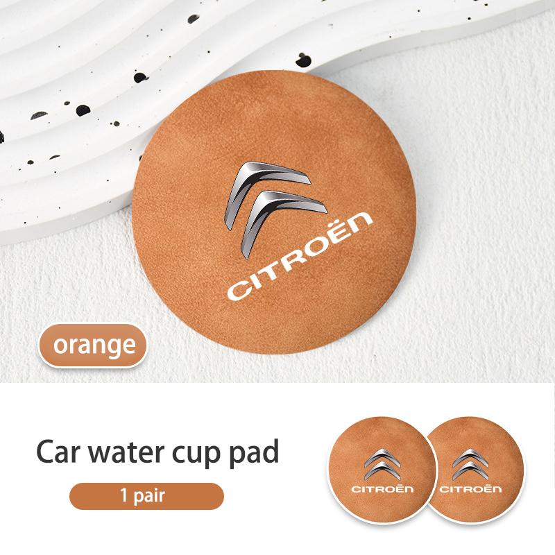 AEG3 Suede Car Coaster Anti-slip Water Cup Heat Insulation Mat Decor For Citroen Grand Berlingo Jumper Celysee Xsara Picasso Aircross