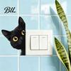 Funny Pet Pattern Wall Clings Cute Cat Light Switch Decal, Cartoon Black Peeking Sticker, Peel Decals And Stick Sticker for Nursery Living Room