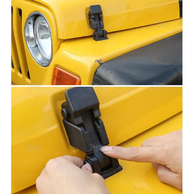 JIDIXIAN A Pair Black Car Engine Hood Latch Catch Lock Cover for Jeep Wrangler TJ 1997-2006 ABS Car Exterior Accessories