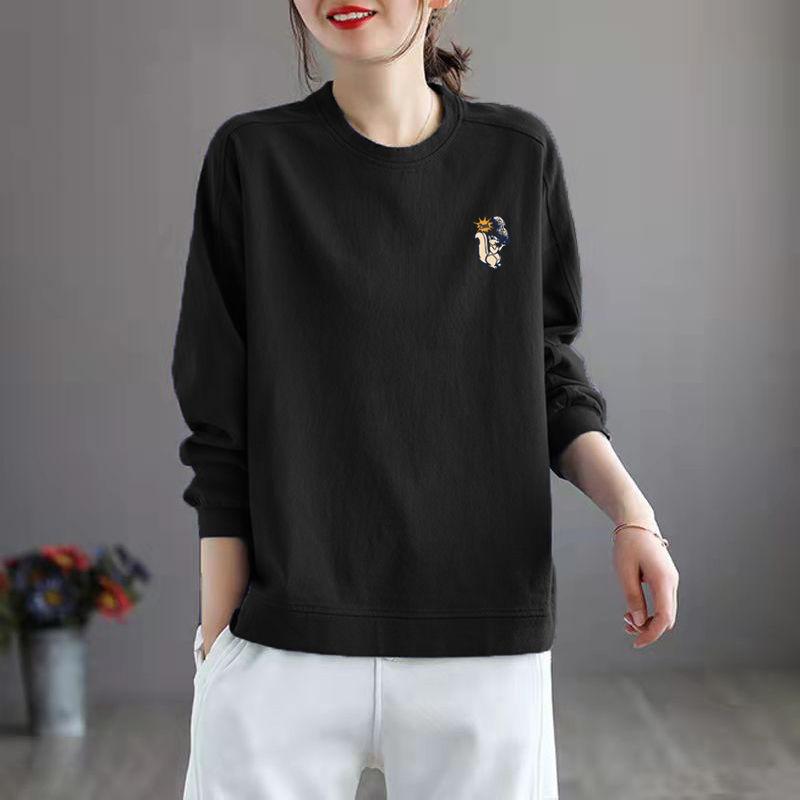 Женская толстовка-свитер весна-осень корейская версия универсальный топ длинный рукав свободная утягивающая футболка