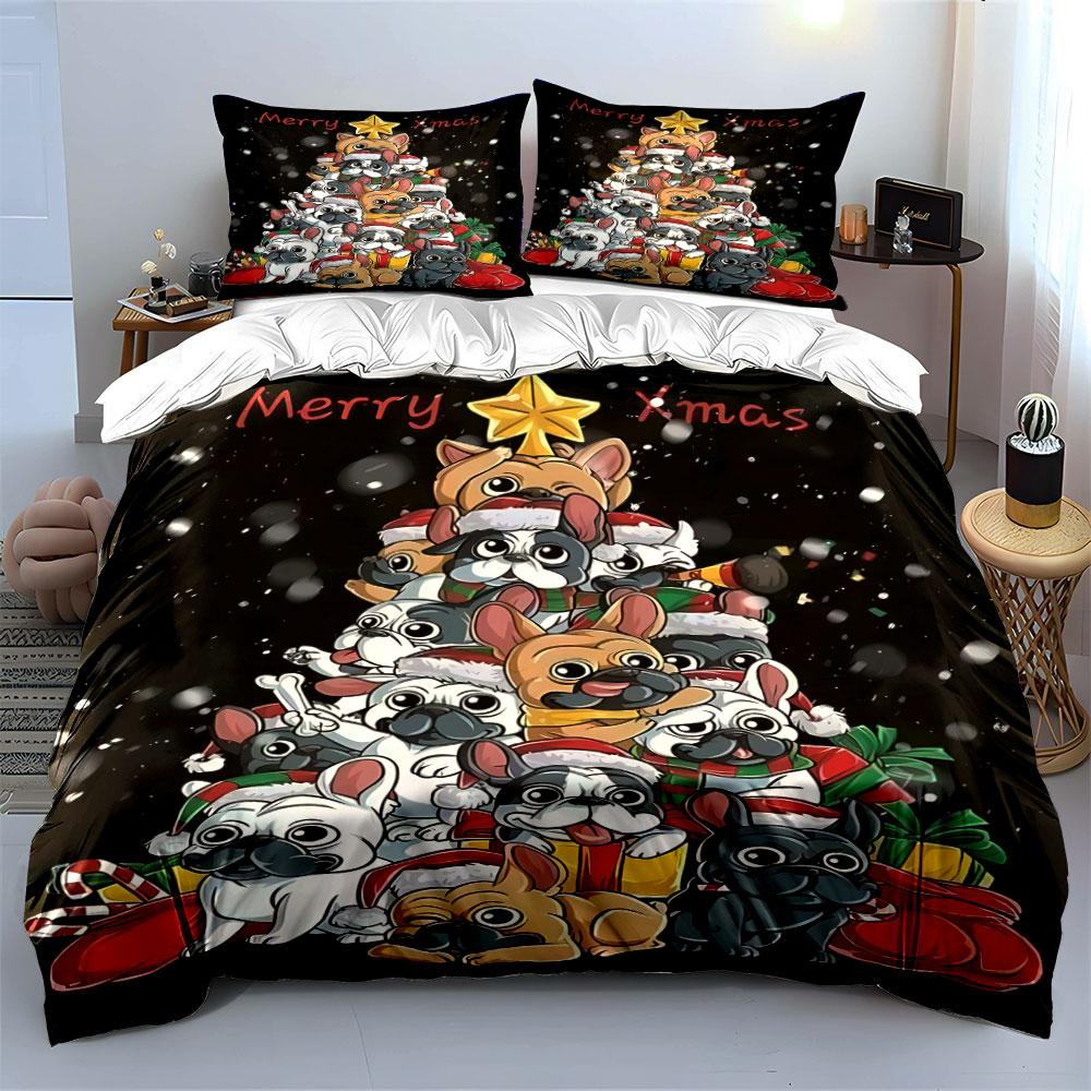 Dogs arranged as Christmas tree. Bedding sets Duvet cover sets Duvet covers Pillowcases(1 * Duvet Cover 2 * Pillowcases without duvet insert)
