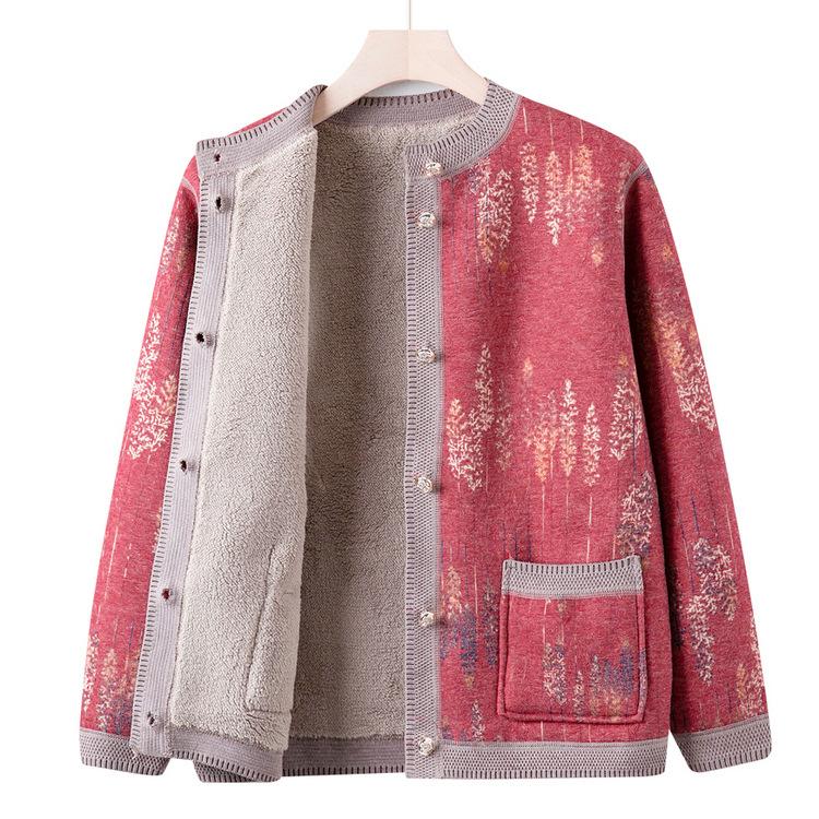 Теплый свитер для женщин среднего и пожилого возраста, бабушкин, плюс бархатная утолщенная куртка, модный топ для мамы на осень и зиму, одежда для пожилой женщины