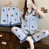 Cloud cotton pajamas women's summer new shell edge short-sleeved three-piece set simple and comfortable loungewear can be worn outside