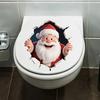 Забавная 3D наклейка Санта-Клаус пробивает стену и вылезает из туалета - съемная наклейка для украшения ванной комнаты