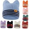 New Lovely Dandy Hat Cat Ear Beanie Hat Sweet Winter Hats For Women Street Y2K Candy Colors Stripes Warm Hats For Girl