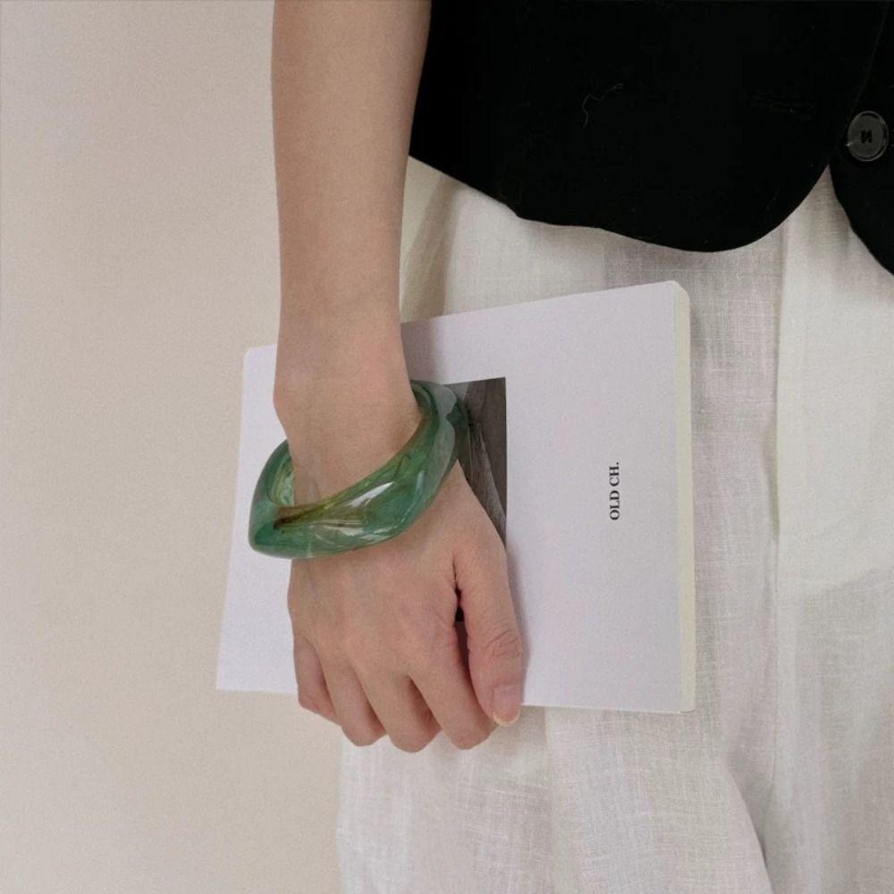 Богемный нерегулярный широкий браслет, размазывающее ретро-кольцо на руку, простой массивный браслет из смолы, подарок