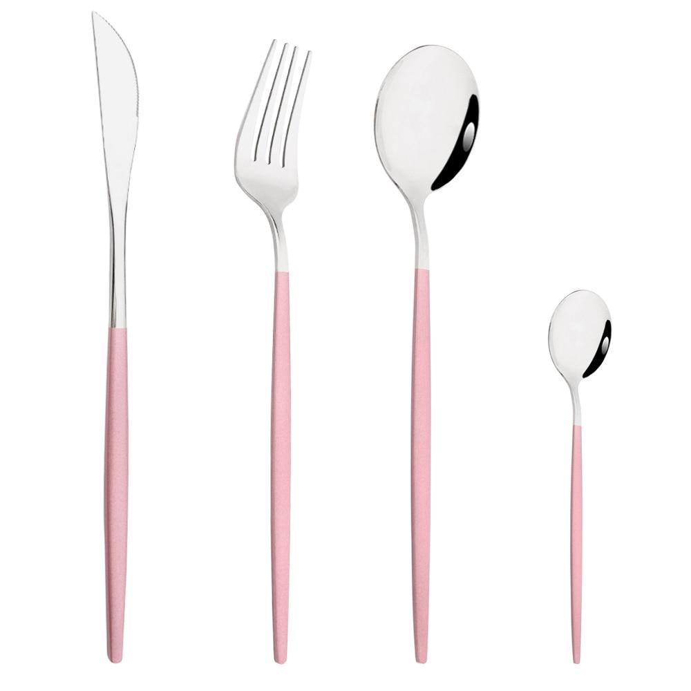 4pcs Gold Dinnerware Set Stainless Steel Tableware Set Knife Fork Spoon Flatware Set Dishwasher Safe Silverware Cutlery Set