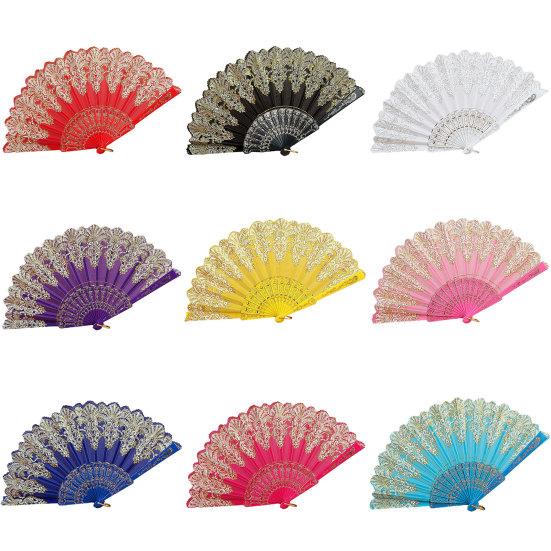 Складной веер с подвесным кольцом. Гладкое открытие. Удобная ручка. Четкий узор. Складной веер из ткани в китайском стиле. Школьные принадлежности.