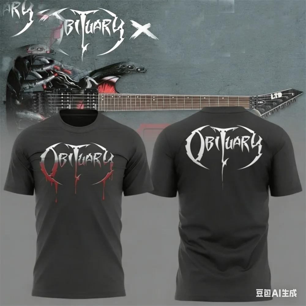 Summer men's T-shirt New Rock Obituary Band skulls Print T-shirt Men Women Fashion Oversized Short Sleeve Tshirt Graphic T-shirt