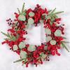 Simulation Christmas Red Fruit Eucalyptus Pine Needle Wreath Door Decoration Festive Wreath Christmas Decoration
