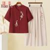 Women's Embroidered Cotton Linen Summer Two-Piece Set