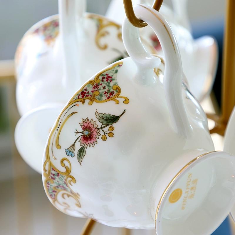 Bone China Tea Cup and Saucer Sets,Porcelain Tea Set with Teapot, Sugar Bowl,Creamer Pitcher,Floral Vintage Tea Cups and Saucers for Party Gift Giving