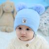 Winter Children Warm Baby Knitted Hats With Pom Pom Kids Knit Beanie Hats Solid Color Infant Hat For Boys Girls