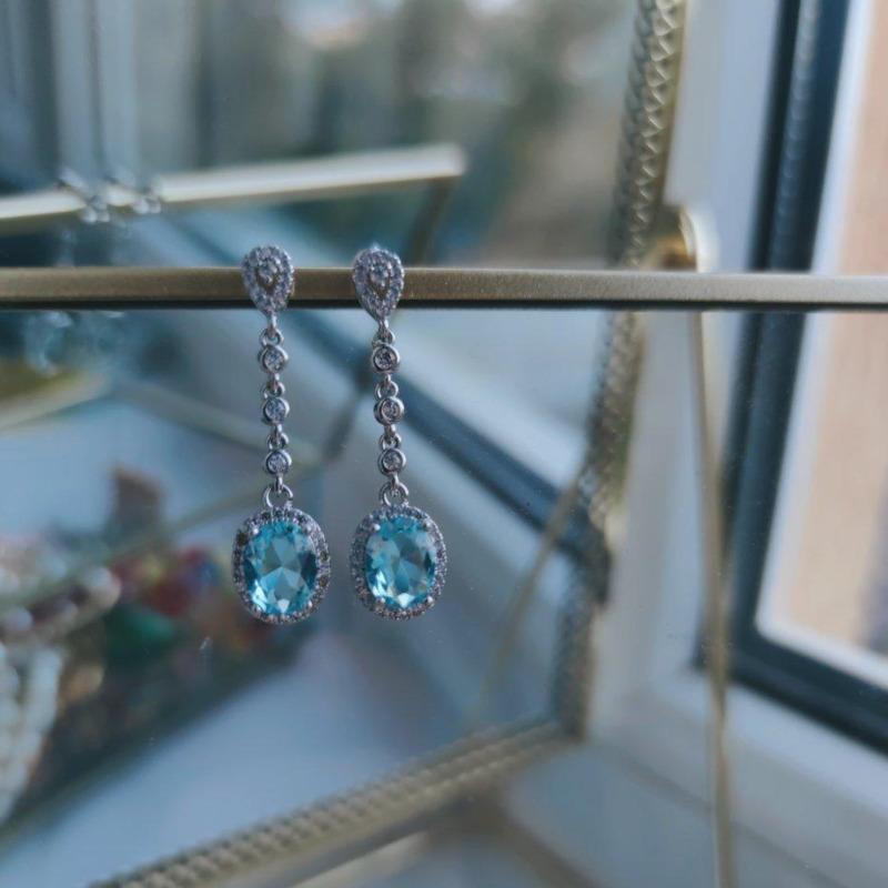 BELLA BOX Роскошные женские серьги-капли круглой формы, овальные, имитация топаза, подарок на свадьбу, помолвку и вечеринку