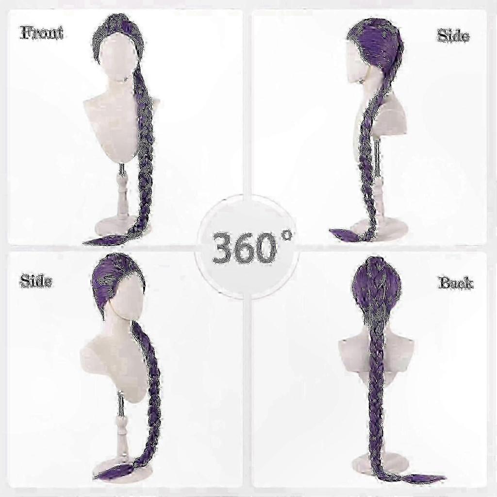 Kids Purple Braided Wig for Cosplay, Anime Costume Wig, Halloween Cosplay Props, Rumi Inspired Wig for Demon Hunters Theme New Arrival