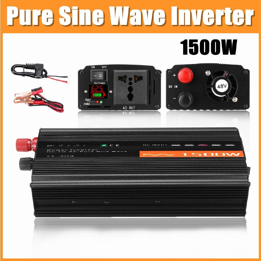 Инвертор чистой синусоиды 1500 Вт 50 Гц DC12V/24V/48V в AC220V Преобразователь мощности Бустер для автомобильного инвертора