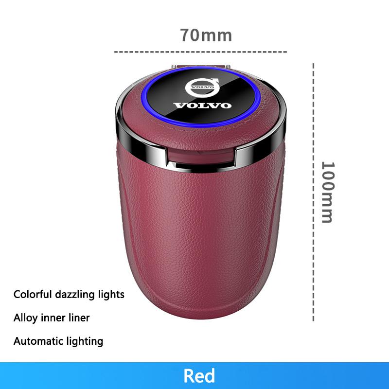Car LED Ashtray Alloy Garbage Cup Ashtray Flame Retardant Cigarette Holder Box For Volvo S40 S80L S60 S90 XC40 XC60 XC90 V40 V90