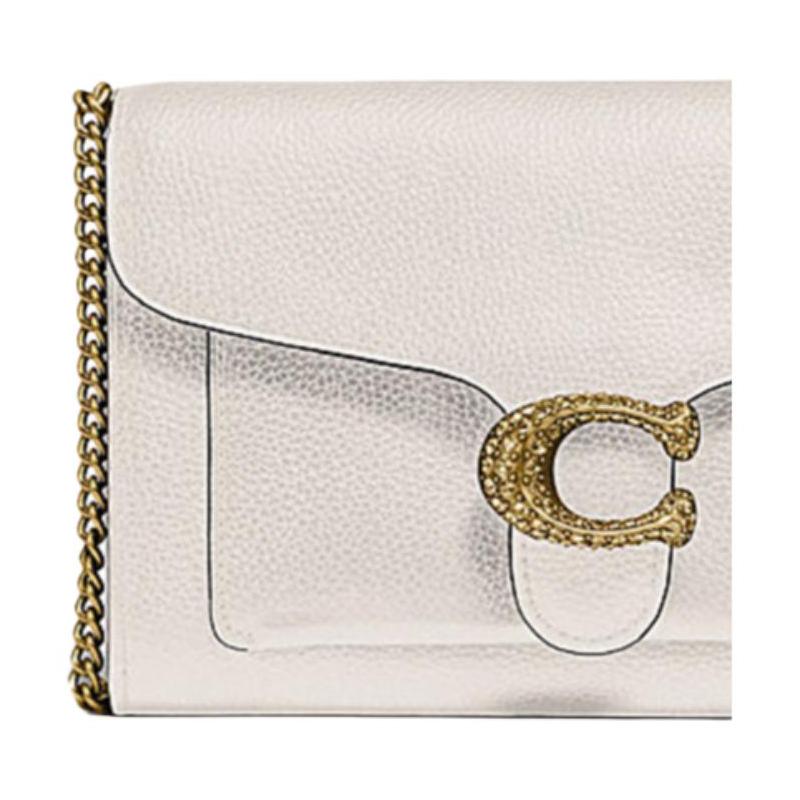 COACH Tabby 20 WOC chain leather armpit bag crossbody shoulder bag women's white