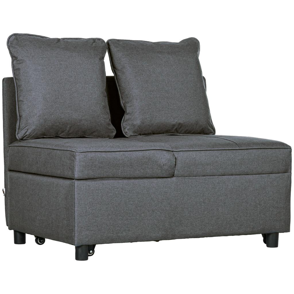 Convertible Single Sofa Bed with Thick Padded Seat, 3-in-1 Multi-Functional Sleeper Chair Bed with Magazine Pocket, for Living Room, Grey