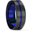 8MM Black Stainless Steel Men's Wedding Steel Rings Black Blue Red Gold Groove Beveled Edge Black Brushed Rings Men Wedding Band