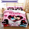 3pcs Custom Name Mickey Minnie Bedding Set Duvet Cover Closure Includes 1 Duvet Cover & 2 Pillowcases, Soft and Comfortable for All Seasons.