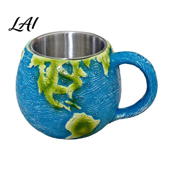 Home And Office Tea Mug 300ml 3D Planet Coffee with Stainless Steel Liner Realistic Solar System Relief Water Themed Cup The Earth/Moon/Sun Drinking