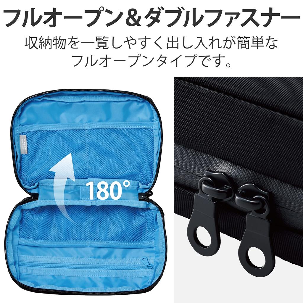 ELECOM Gadget Gadget Fixed Pen Black Pouch, Case, Antibacterial, Water-Repellent, Water-Resistant Zipper, Storage, Holder, BMA-GPAB01BK
