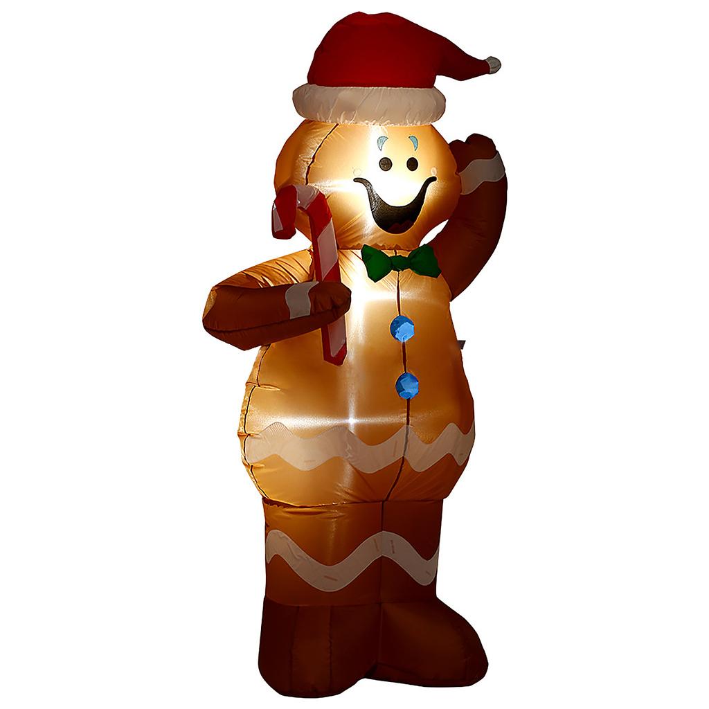 Рождественские надувные фигурки высотой 1,5 м в виде пряничного человечка с леденцами, надувные украшения для двора, снеговик