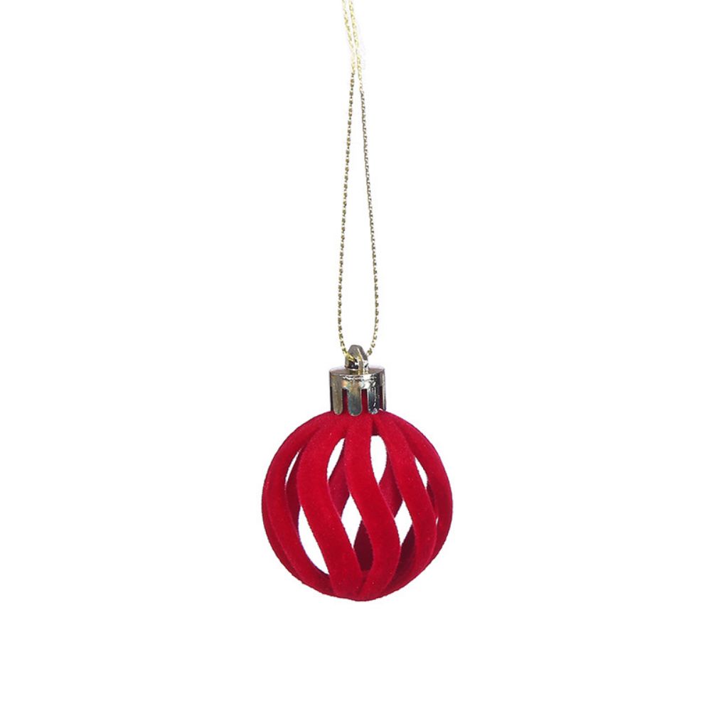 39PCS Red Green Christmas Tree Ball Velvet Hanging Ball Ornament Holiday Decoration