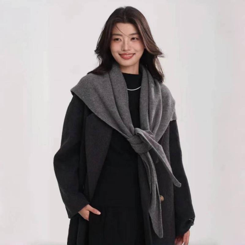 New Fahion Design Women Scarf Autumn Winter Wool Blend Triangle Muffler Lady Shawl Korean Style Striped Thick Warm Wrap Female