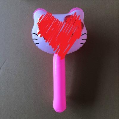 10Pcs New Pvc Inflatable Small Animal Head Stick With Bell Inflatable Short Stick Scan Code To Push Gift Inflatable Toy