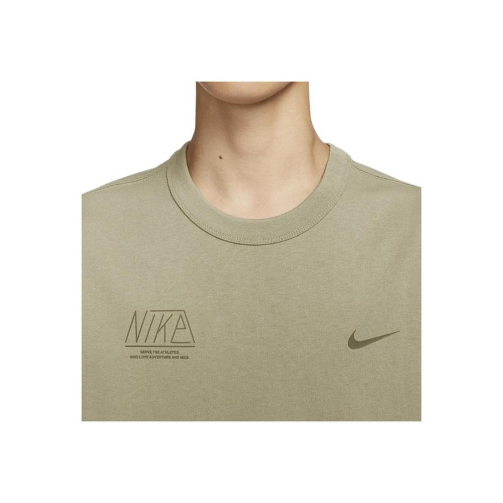 Nike Футболка Sportswear Essentials Series с простым буквенным принтом, ребристым дышащим круглым вырезом и коротким рукавом, мужская футболка оливково-зеленого цвета HQ9151-276