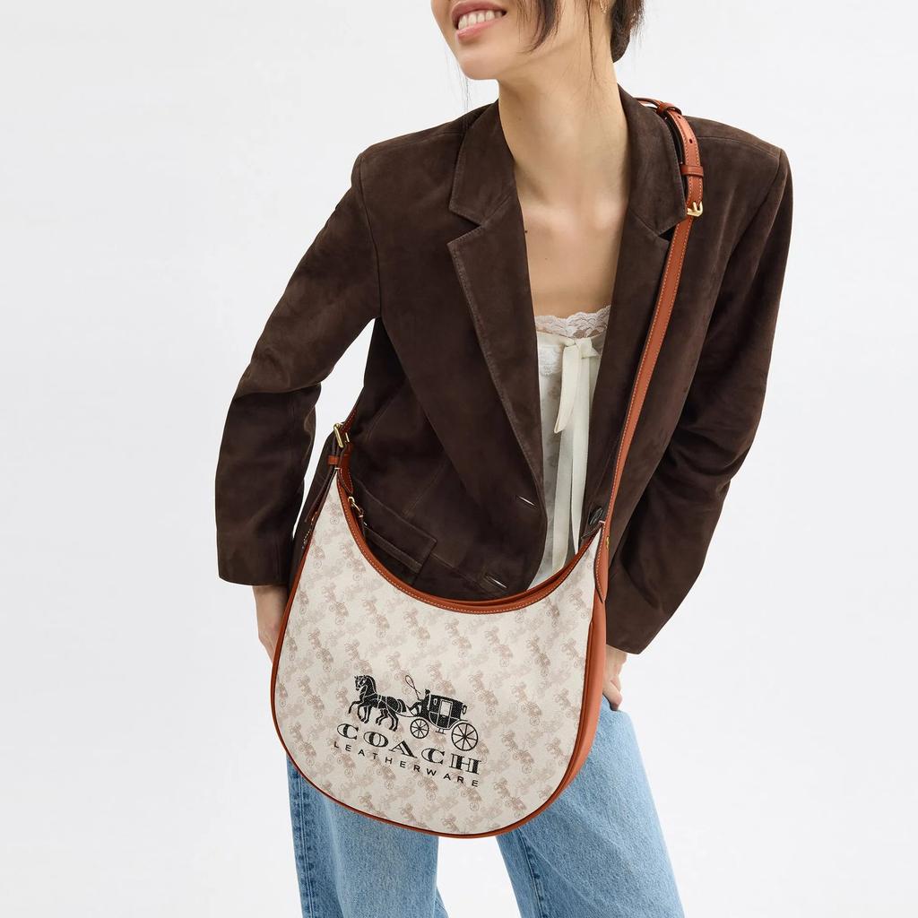 COACH Ace Artificial Leather With Cow Leather Crescent Bag, Portable Crossbody Bag, Shoulder Bag Large Women's CAM34-B4TXF