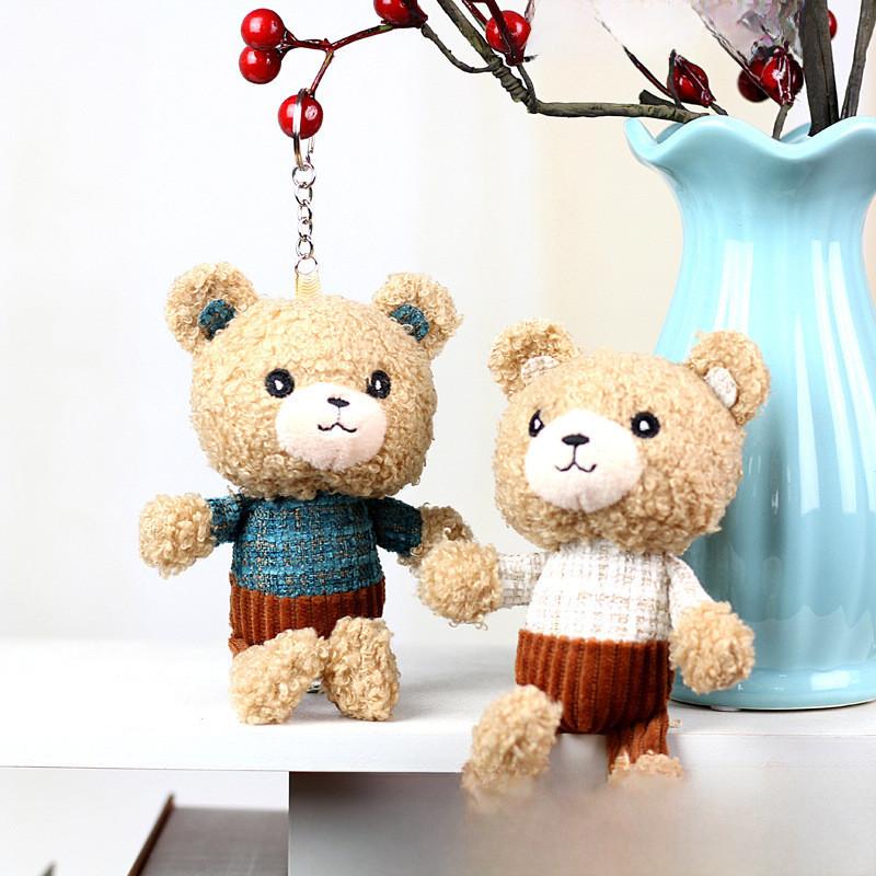 Adorable Mini Plush Teddy Bear Keychain Short Plush Stuffed Toy Bag Accessory