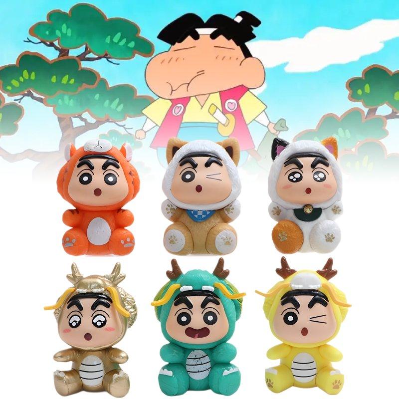Shin Crayon 6pcs Chan Toy Doll Pvc Model Desktop Decoration Ornament Gifts Child
