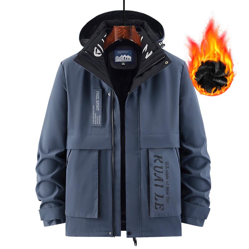 Одежда с капюшоном и хлопковой подкладкой, мужская повседневная бархатная утолщенная теплая многофункциональная куртка, осенне-зимняя ветрозащитная куртка три в одном