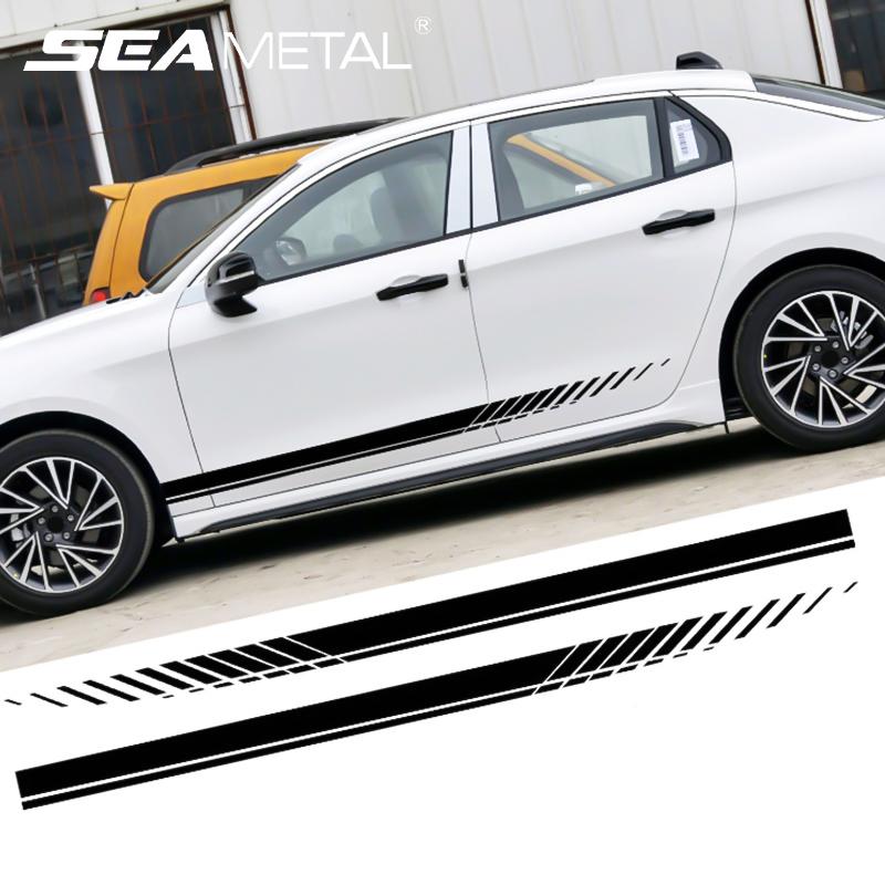 SEAMETAL Automobile 2Pcs/Set Racing Stripes Car-Styling Vehicle Body Side Decals Stickers Decoration