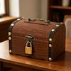 Деревянная копилка в форме винтажного сундука сокровищ, копилка для сбережений для домашнего декора, декора для вечеринок 14x10x10 см с замком