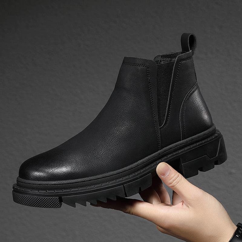 England Style Men's Leisure Chelsea Boots Designer Shoes Black Trend Original Leather Boot Cowboy Platform Ankle Botas Man