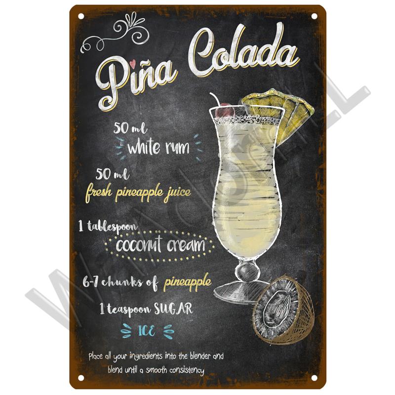 Cocktail Tin Sign Plaque Metal Sign Plate Vintage Posters Wall Art Decoration For Bar Pub Club Man Cave Iron Painting Home Decor