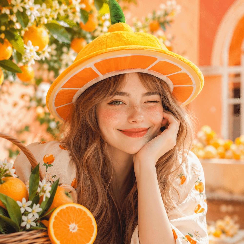Comfortable Plush Orange Hat Cute Halloween Cap Costume Accessories Bucket Hat  Festival Event