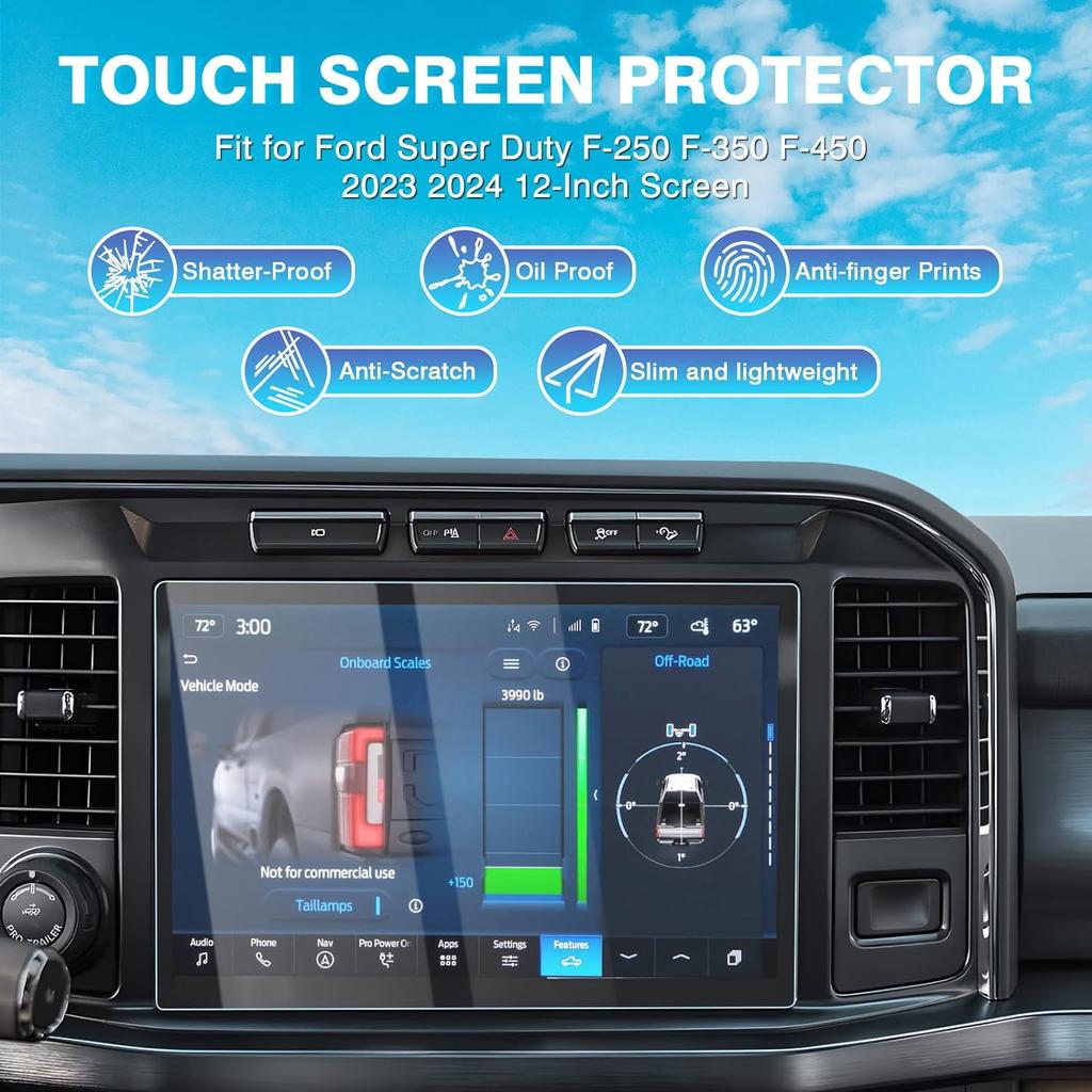 Защитная пленка для экрана Karltys, 2 шт. для Ford Super Duty F-250 F-350 F-450 2023 2024, 12-дюймовый сенсорный экран, аксессуары из закаленного стекла с твердостью 9H, автомобиль