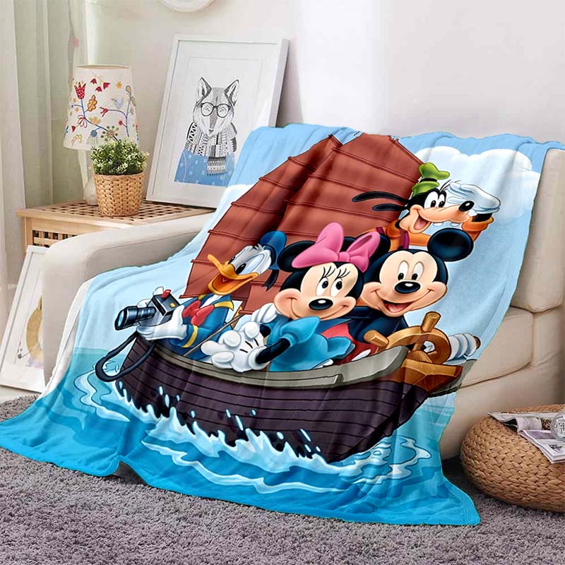 6 Sizes Warm Soft Disney Mickey Goofy Custom Blanket Fluffy Children and Adults  Sofa Plush Bedspread Throw Blanket for Sofa Bed