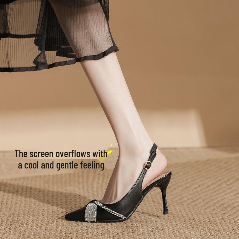 Туфли-лодочки BYZ без задника с острым носком на шпильке из микрофибры с пряжкой из страз - Универсальная обувь для работы и поездок для женщин