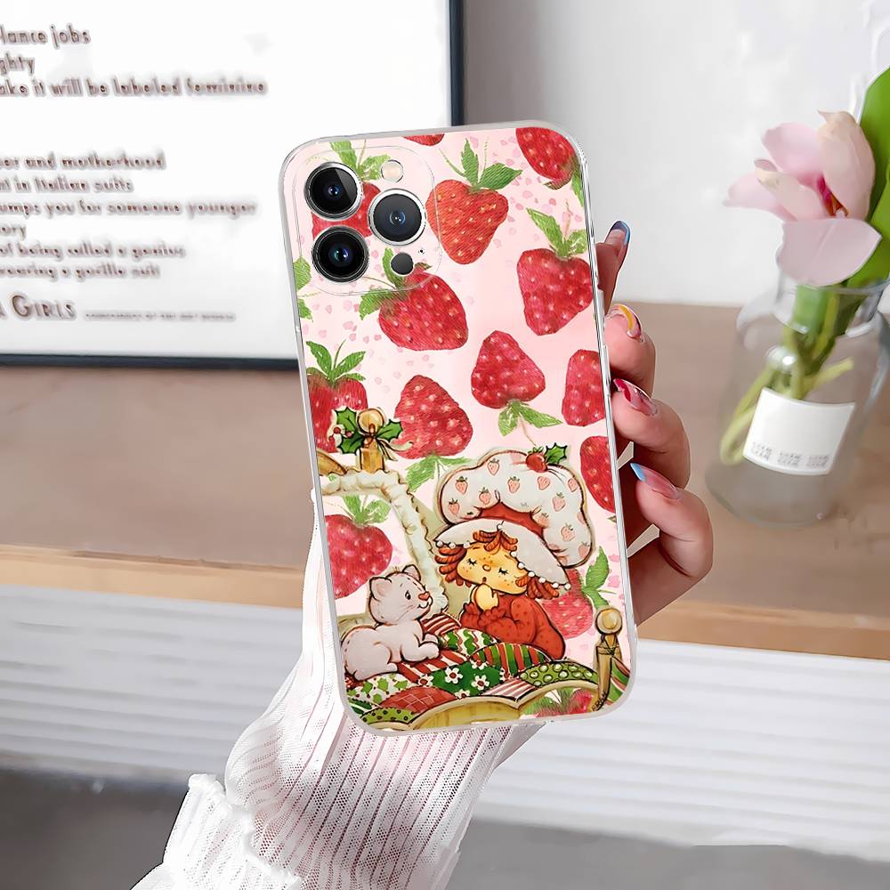 Девочка Розовый Клубничный S-Бисквитный Торт Для IPhone 17 16 15 14 13 12 11 Pro Max Plus Прозрачный Мягкий ТПУ Чехол для Телефона