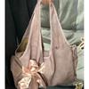 Сумка-тоут Harajuku большой емкости для женщин Fairycore Aesthetic Bow Chic Grey Handbag Женская винтажная симпатичная сумка через плечо