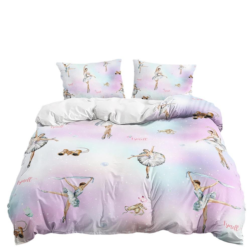 Набор стеганого одеяла и постельного белья из трех предметов с платьем принцессы балерины для детской комнаты