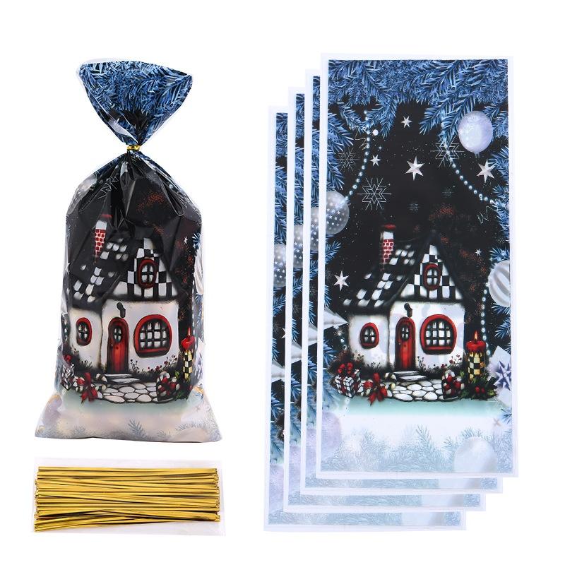 50/100Pcs Christmas Gift Bags Christmas Decorations For Home 2025 Xmas Gifts New Year 2026 Santa Claus Snowman Packaging Bags