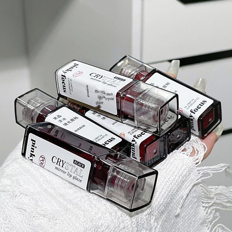 PinkyFocus Блеск для губ с зеркальным эффектом «Черный кристалл» - Макияж в холодных нюдовых серо-розовых тонах для студентов